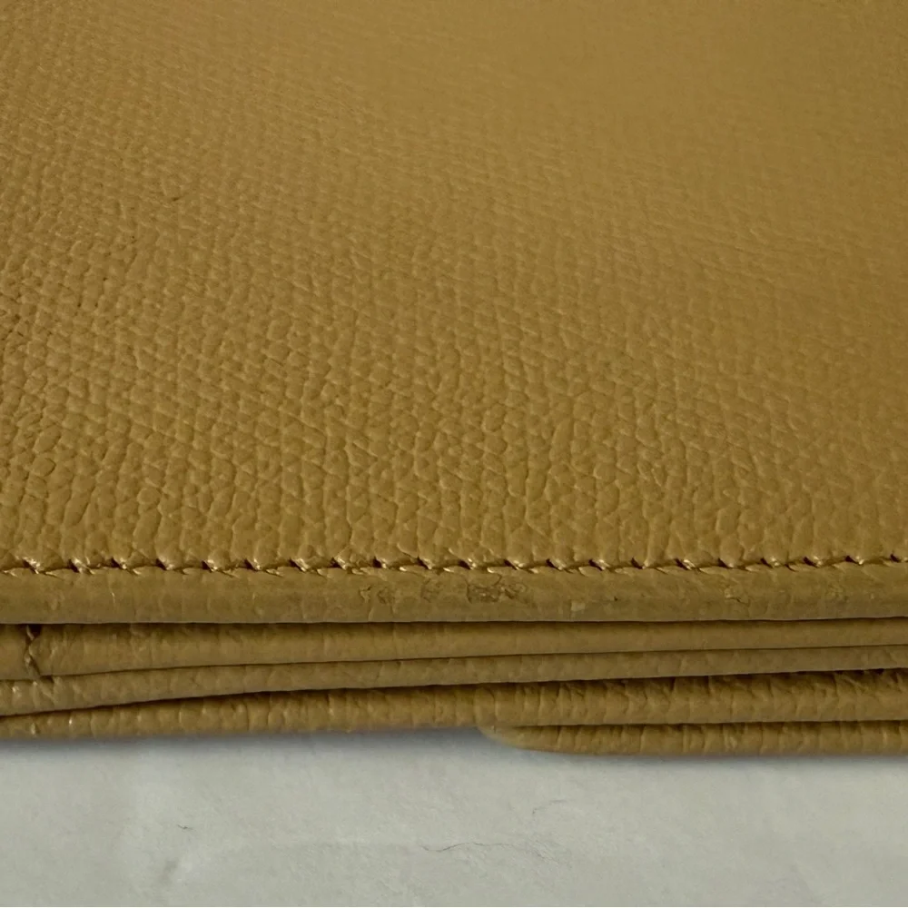CHANEL Long Wallet Double Sided Snap‎ Button Beige Leather Authentic